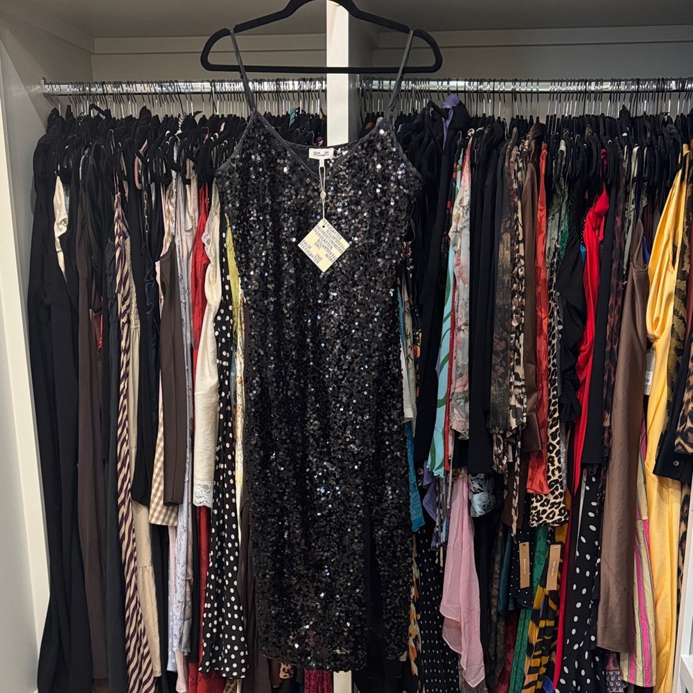 Stunning Black Sequin Midi Dress